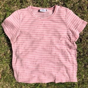 Hot cotton pink striped crop top